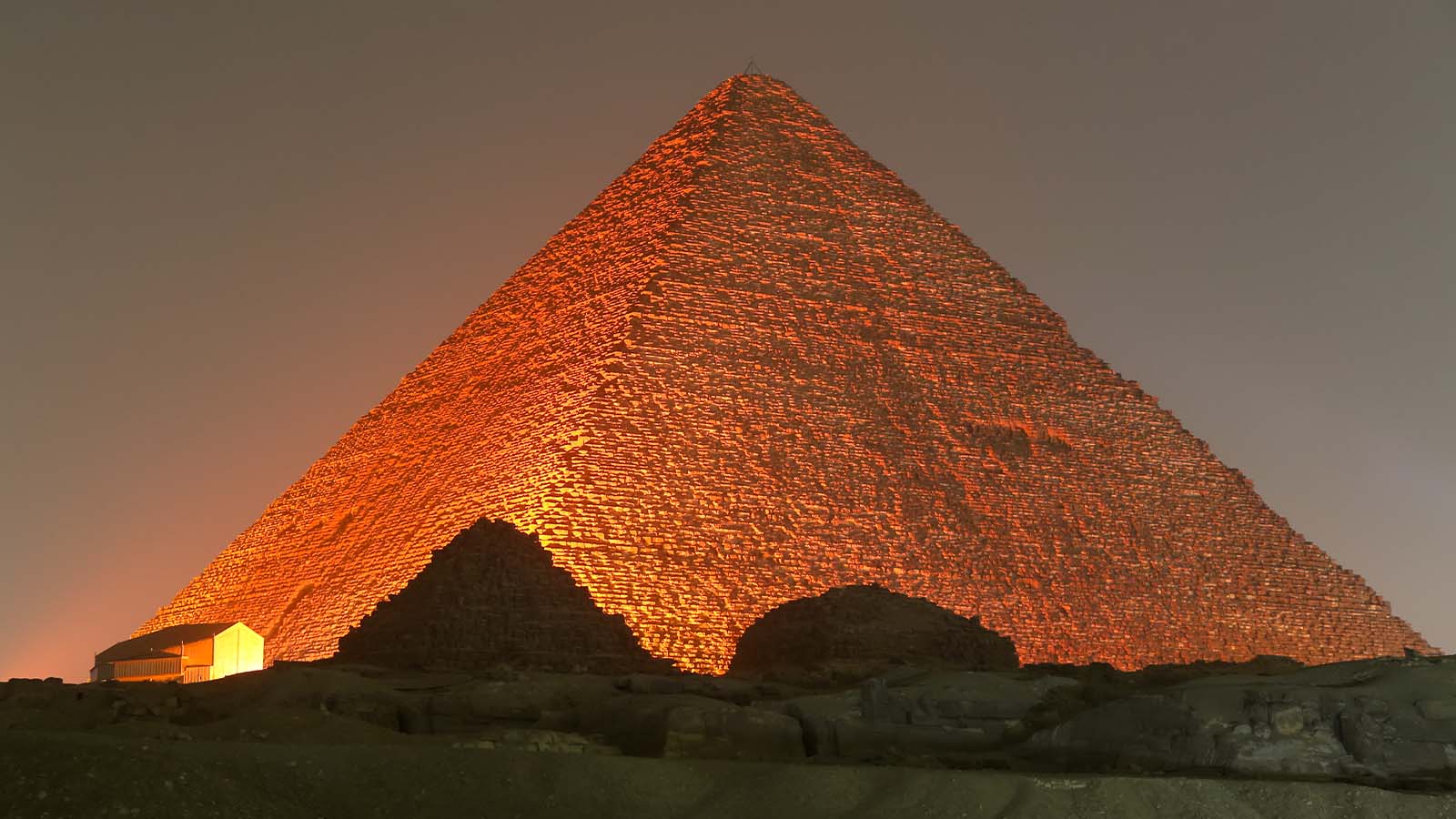 The optional tour of The Pyramids' Light Show